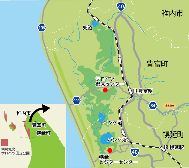 サロベツ湿原地図